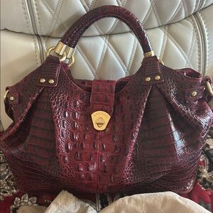 Brahmin Red Crocodile Embossed Satchel